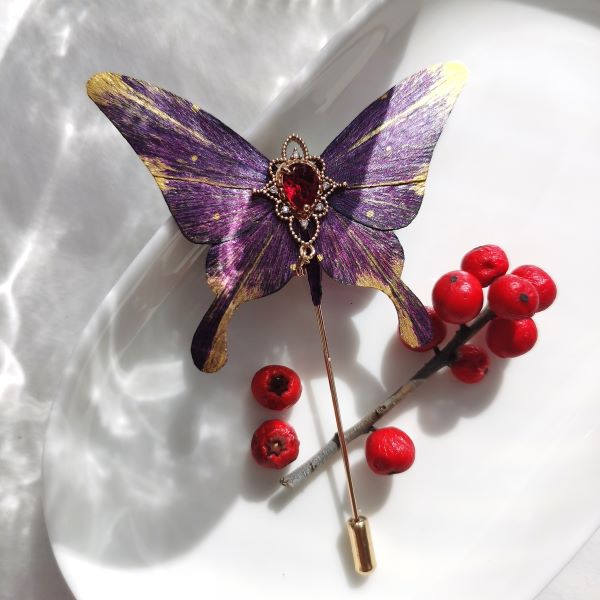 Ronghua Butterfly Brooch - Purple