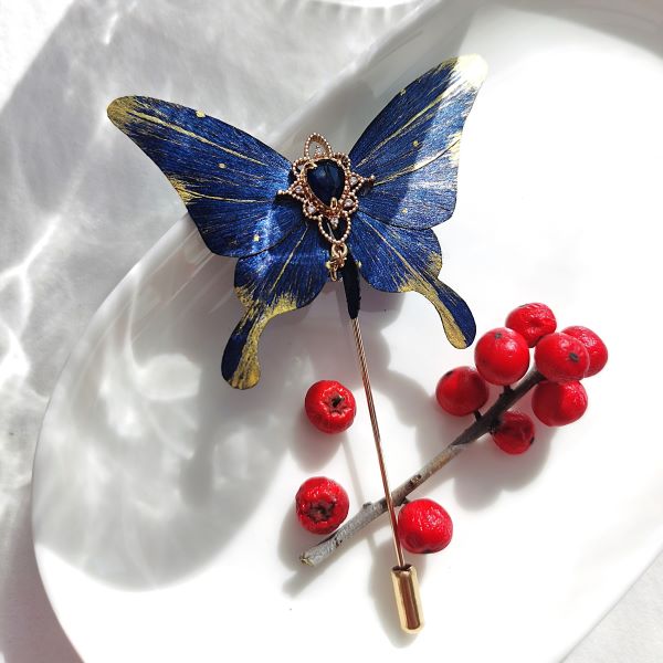 Ronghua Butterfly Brooch - Blue