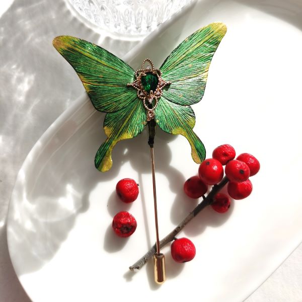 Ronghua Butterfly Brooch - Green
