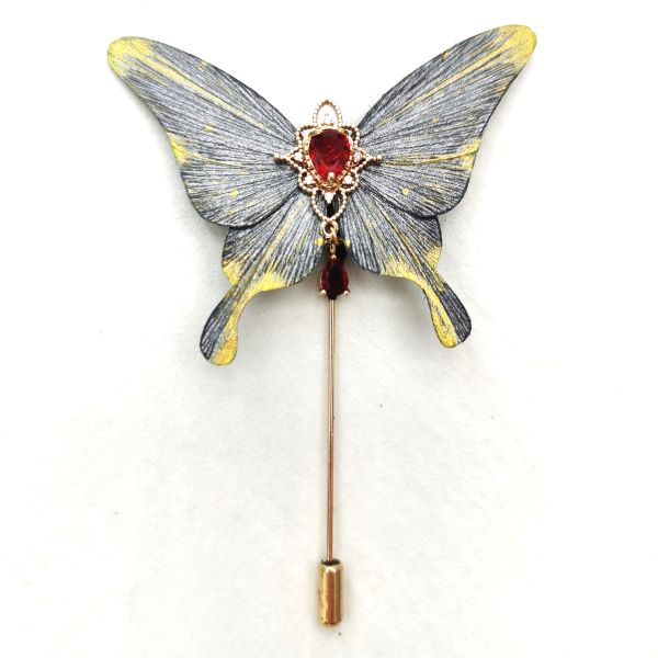 Ronghua Butterfly Brooch - Grey