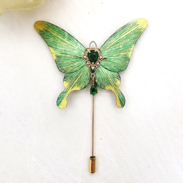 Ronghua Butterfly Brooch - Green