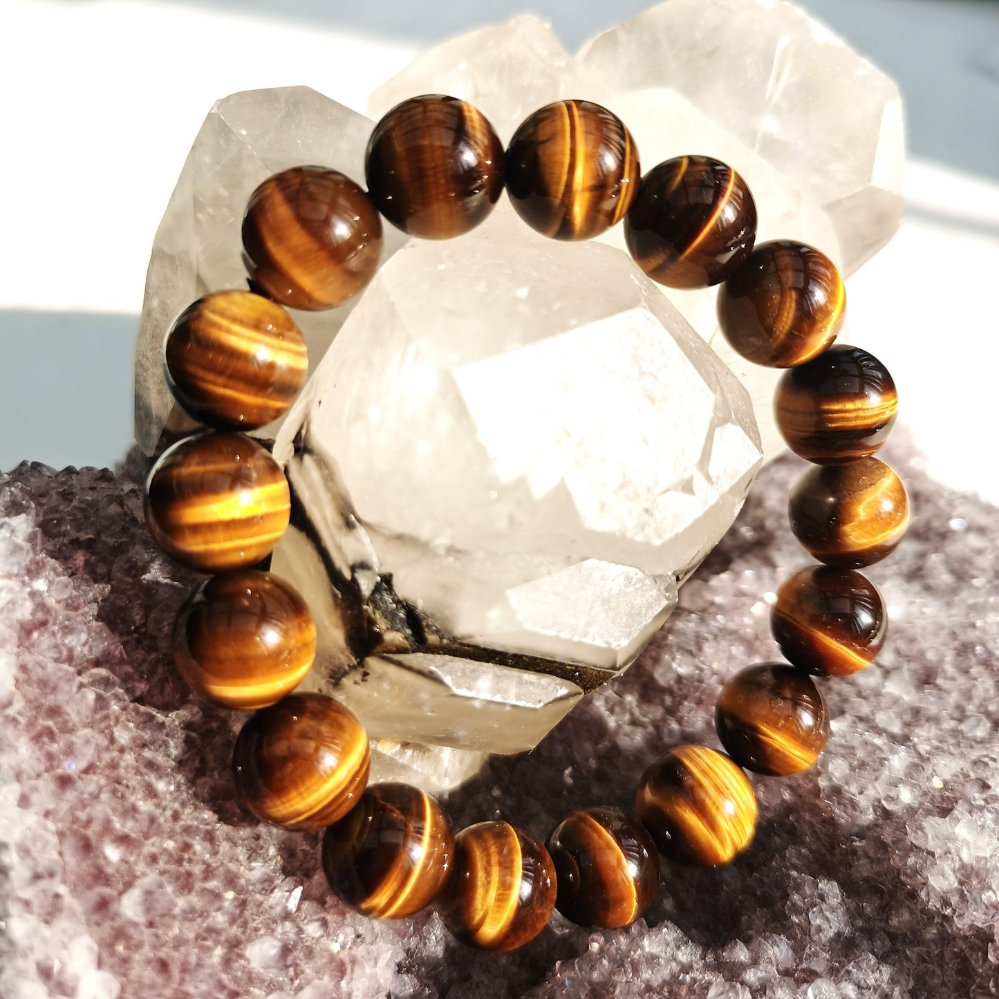Yellow Tiger Eye Stone Bracelet 12mm
