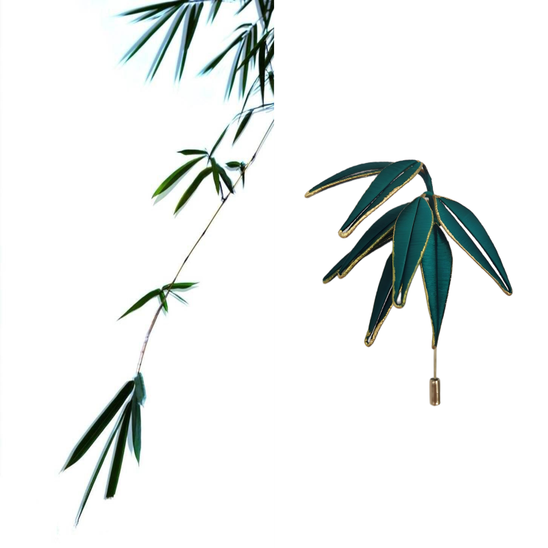 Chanhua Bamboo Brooch - Dark Green