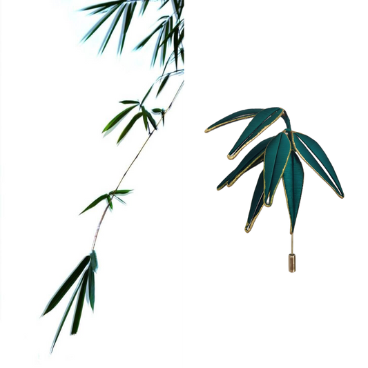 Chanhua Bamboo Brooch - Dark Green
