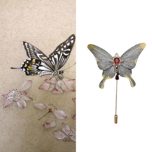 Ronghua Butterfly Brooch - Grey