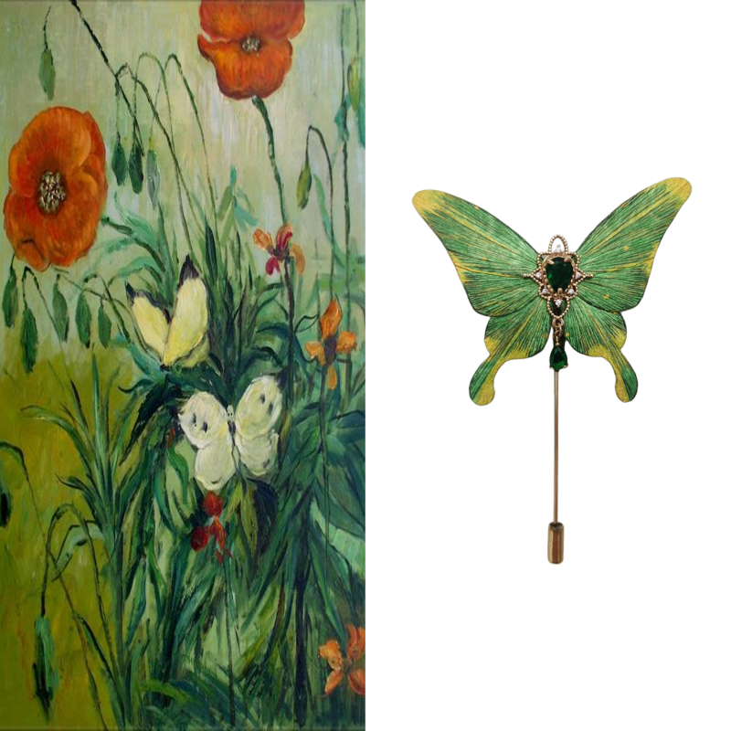Ronghua Butterfly Brooch - Green