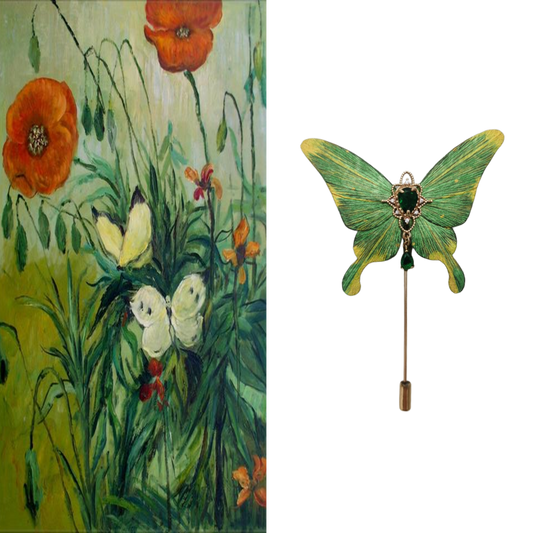 Ronghua Butterfly Brooch - Green