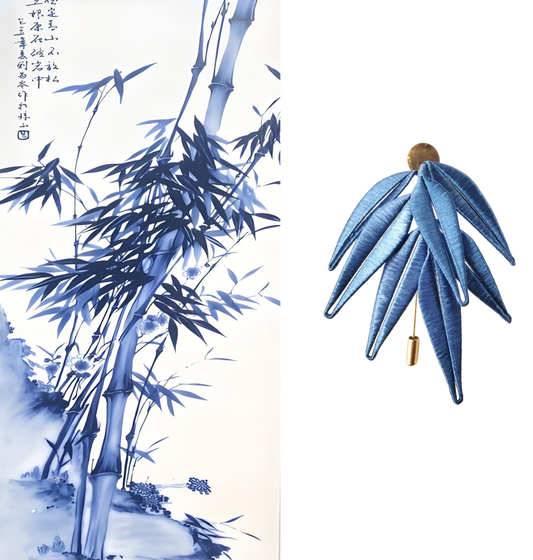 Chanhua Bamboo Brooch - Blue