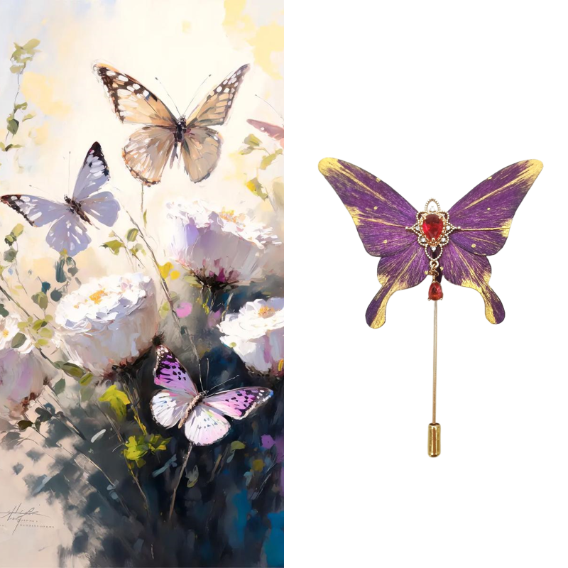 Ronghua Butterfly Brooch - Purple