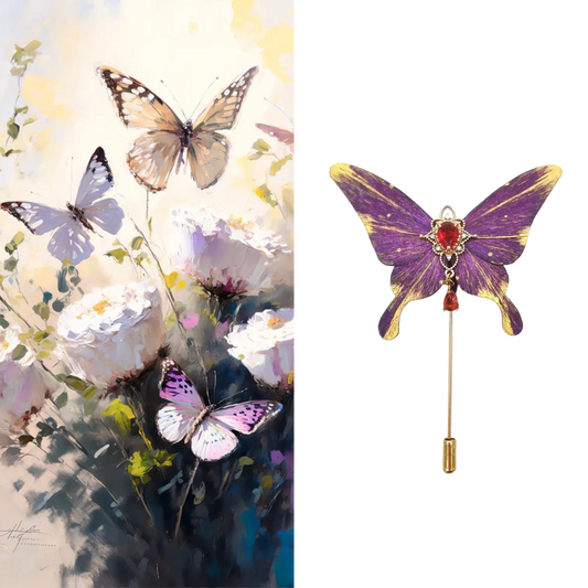 Ronghua Butterfly Brooch - Purple
