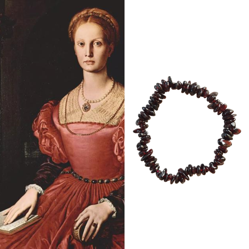 Natural Garnet Bracelet Row Stone Shape 2mm