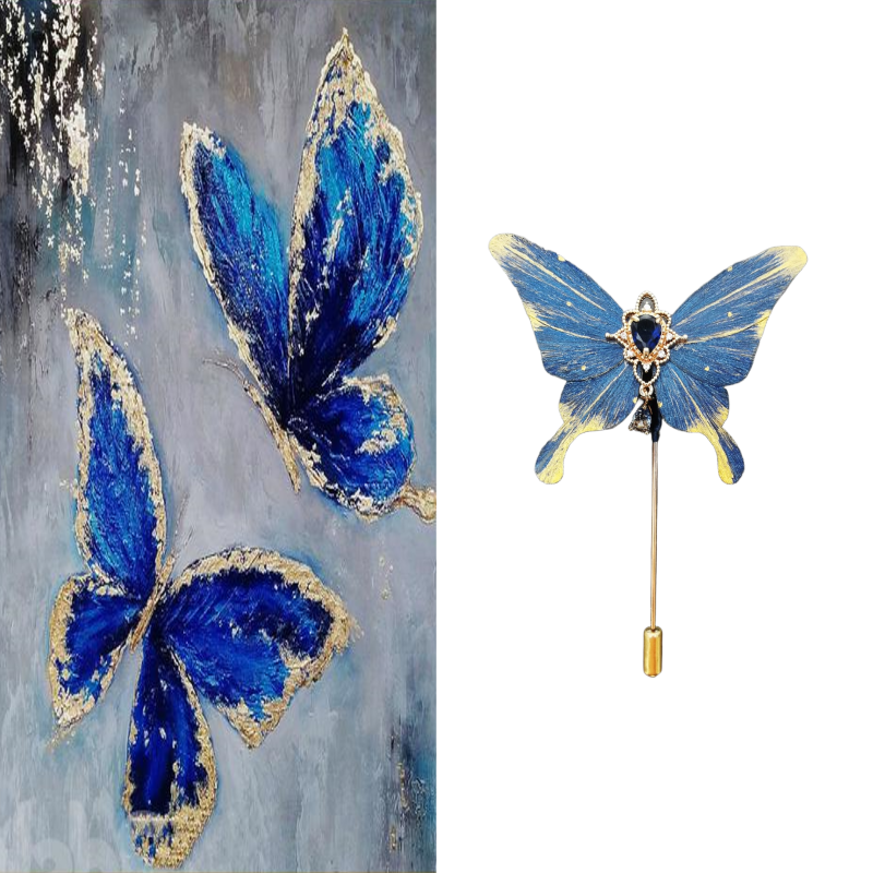 Ronghua Butterfly Brooch - Blue