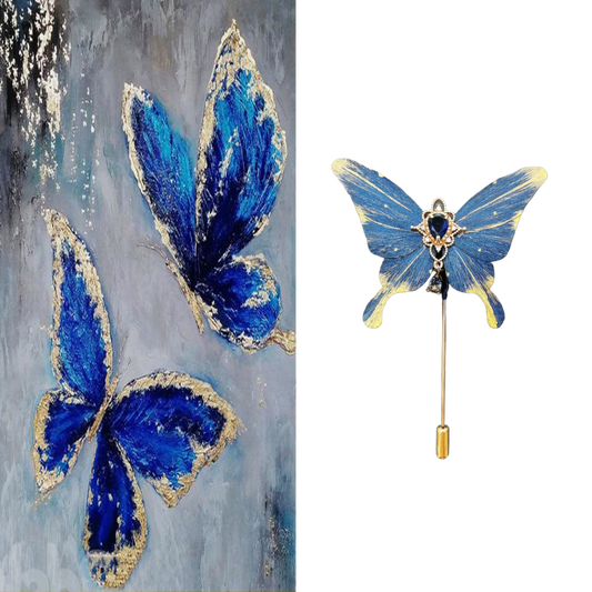 Ronghua Butterfly Brooch - Blue